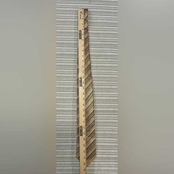 Peacock 100% Silk Men’s Tie Handmade Woven Check Pattern Gold, Blue, Copper, Tan - Picture 6 of 7